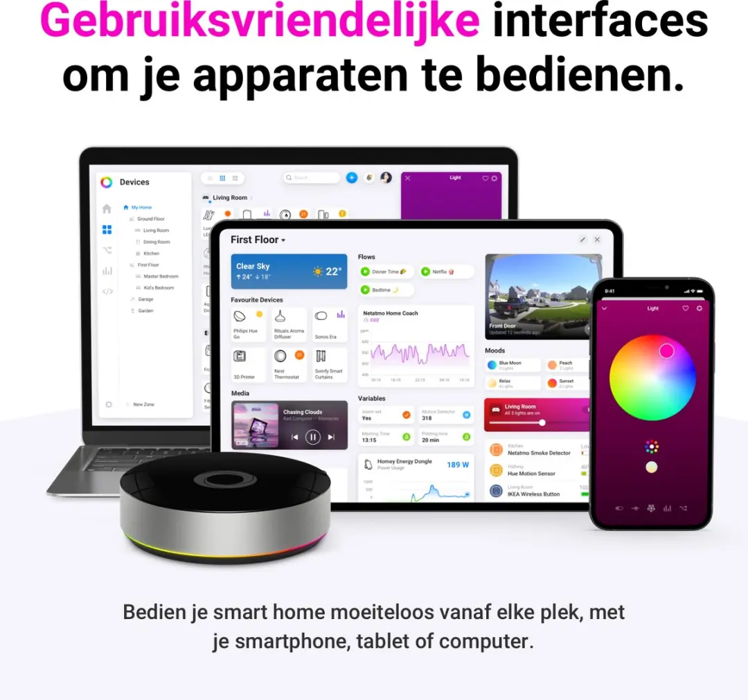 Homey Bridge HOMEY-BRIDGE-EU-01 Smart Home Hub - Zwart/Grijs