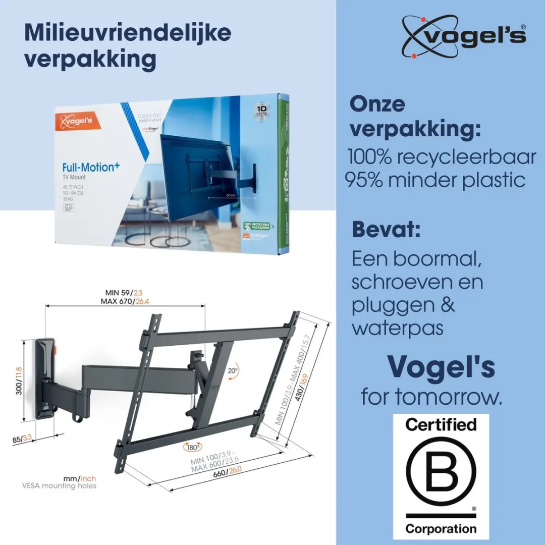 Vogel's COMFORT TVM 3645 TV-Beugel 40-77" - 35kg - VESA 600x400 - Zwart