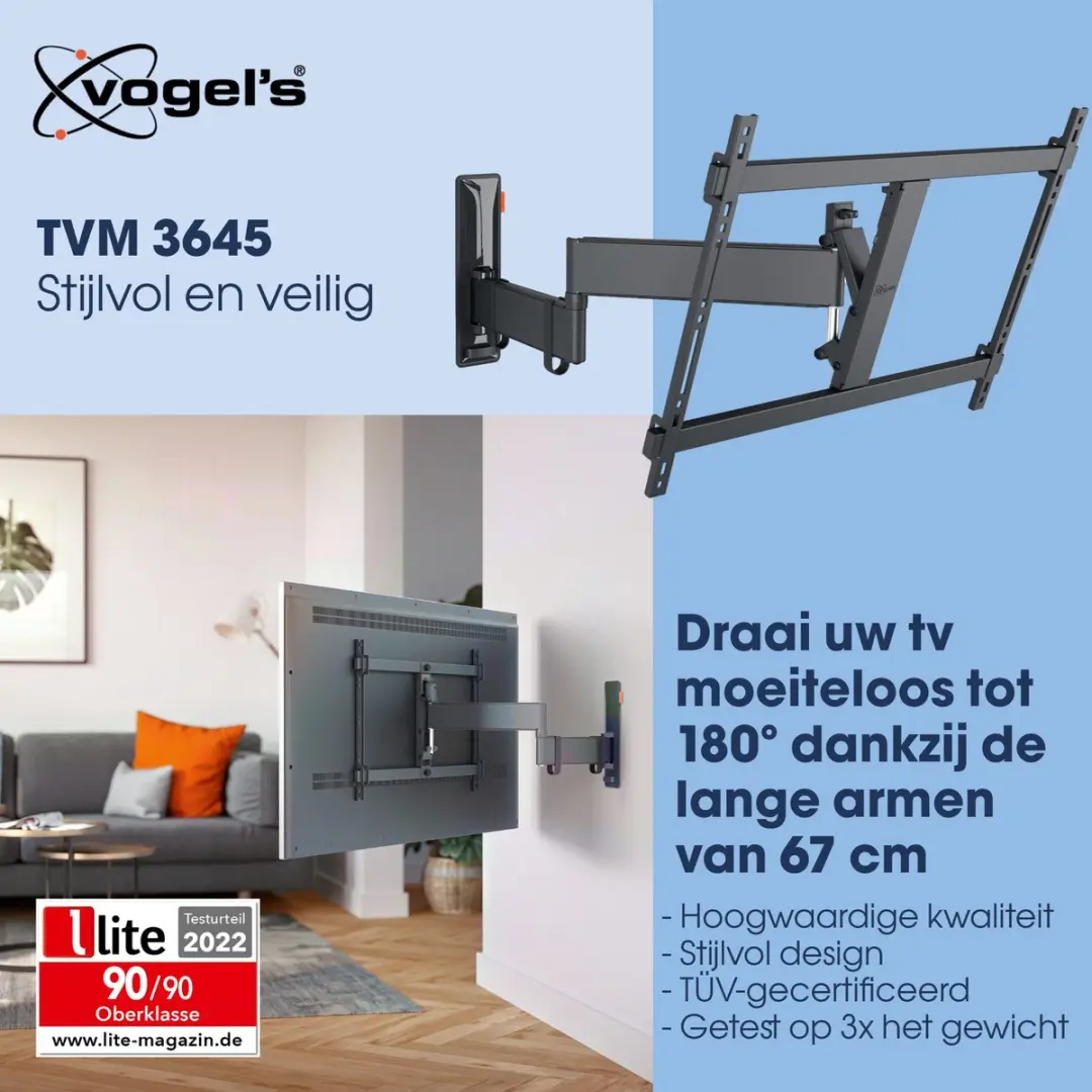 Vogel's COMFORT TVM 3645 TV-Beugel 40-77" - 35kg - VESA 600x400 - Zwart - afbeelding 6 van 6