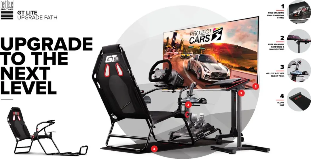 Next Level Racing GT Lite NLR-S021 Racestoel - Zwart/Rood