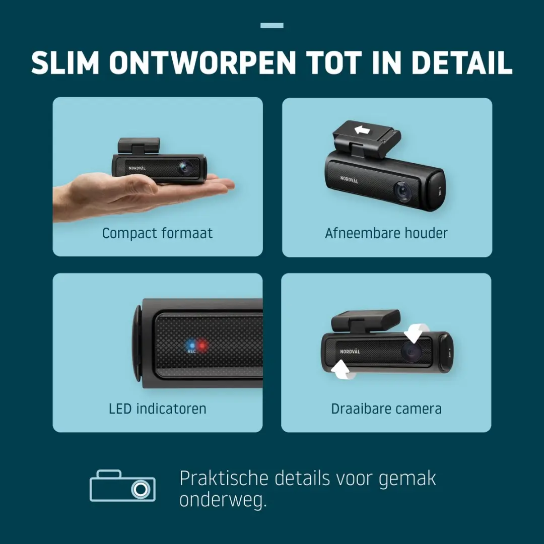 Nordväl DC202-2CH Dashcam 4K/2K - Wifi GPS Parkeermodus - 64GB