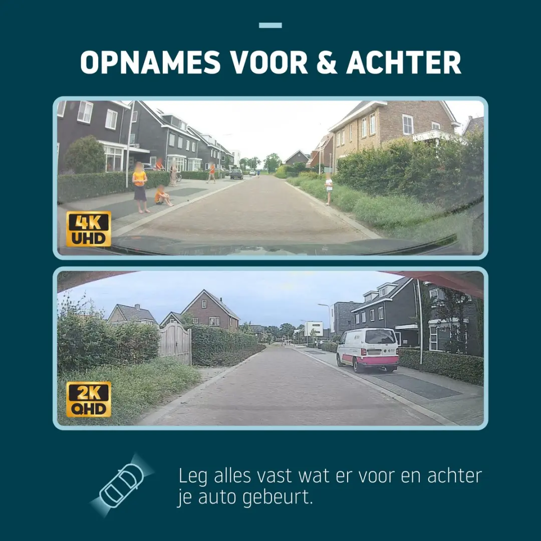 Nordväl DC202-2CH Dashcam 4K/2K - Wifi GPS Parkeermodus - 64GB