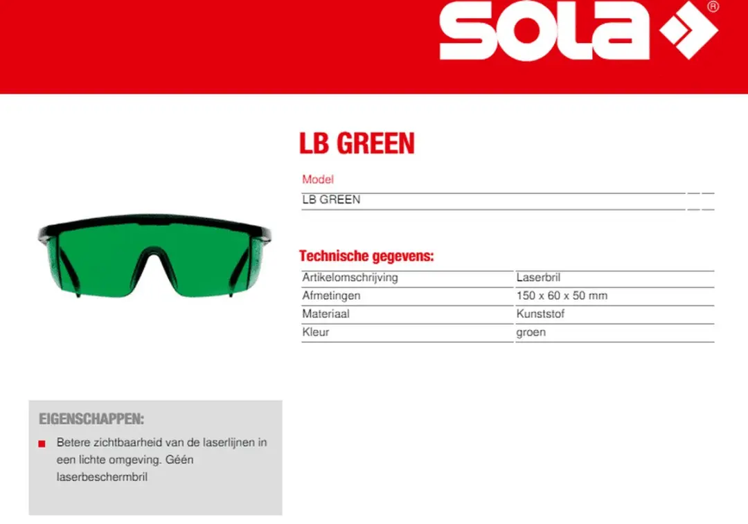 Sola LB-G Laserbril - Groen