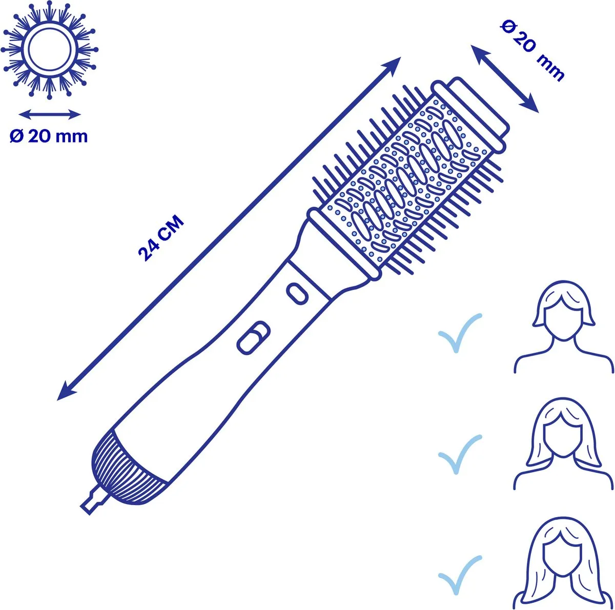 BaBylissPRO BABCB1E Fohnborstel 20mm - Zwart