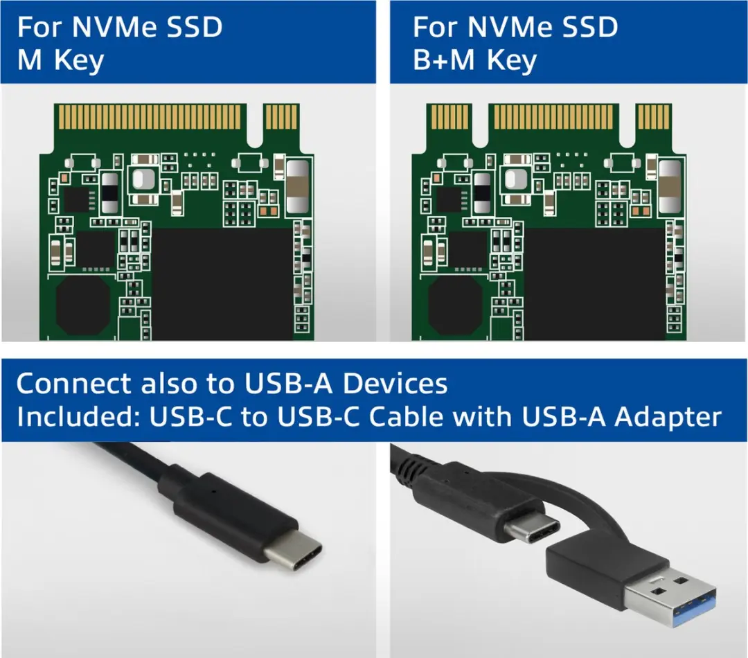 ACT AC1615 USB-C M.2 NVMe SSD Behuizing - Zwart