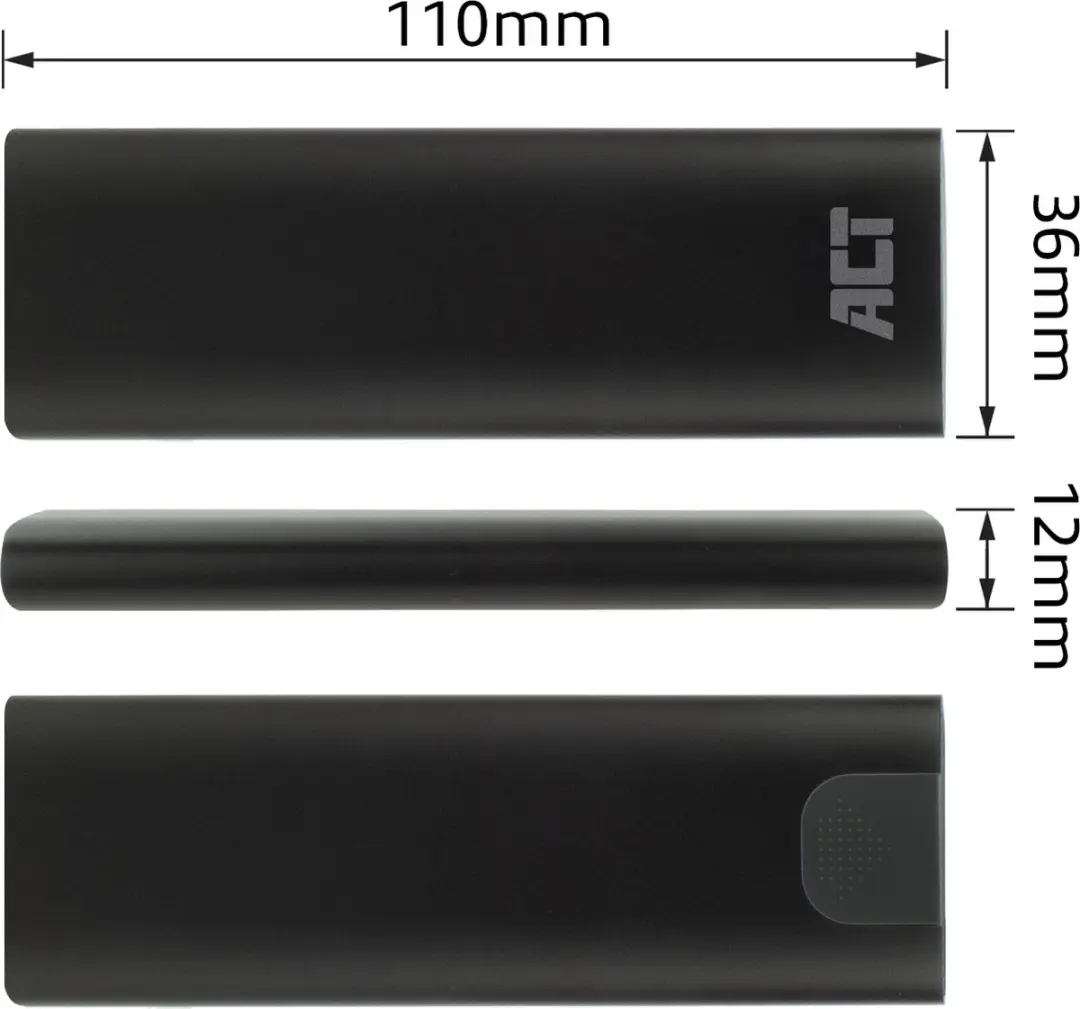 ACT AC1615 USB-C M.2 NVMe SSD Behuizing - Zwart