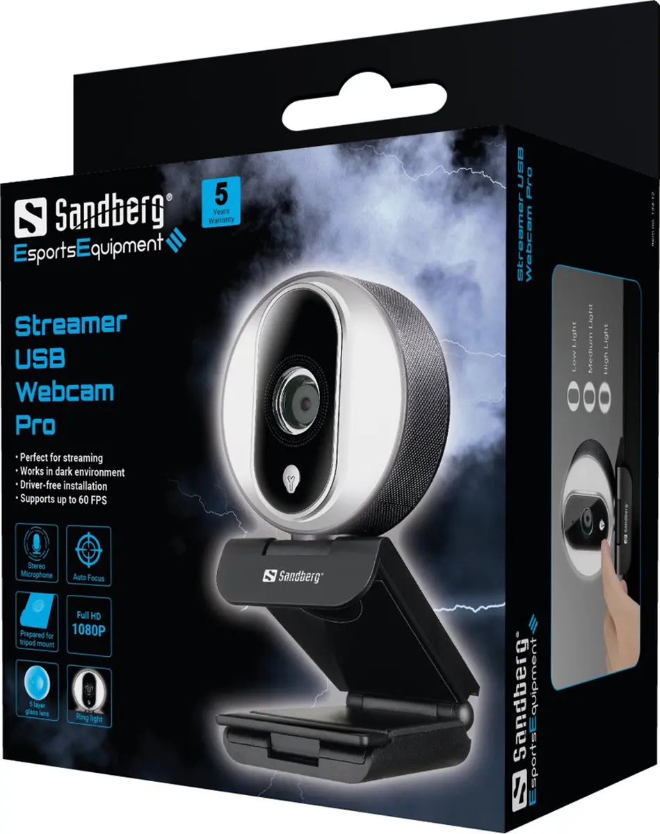 Sandberg Streamer USB Webcam Pro 134-12 - Zwart/Zilver