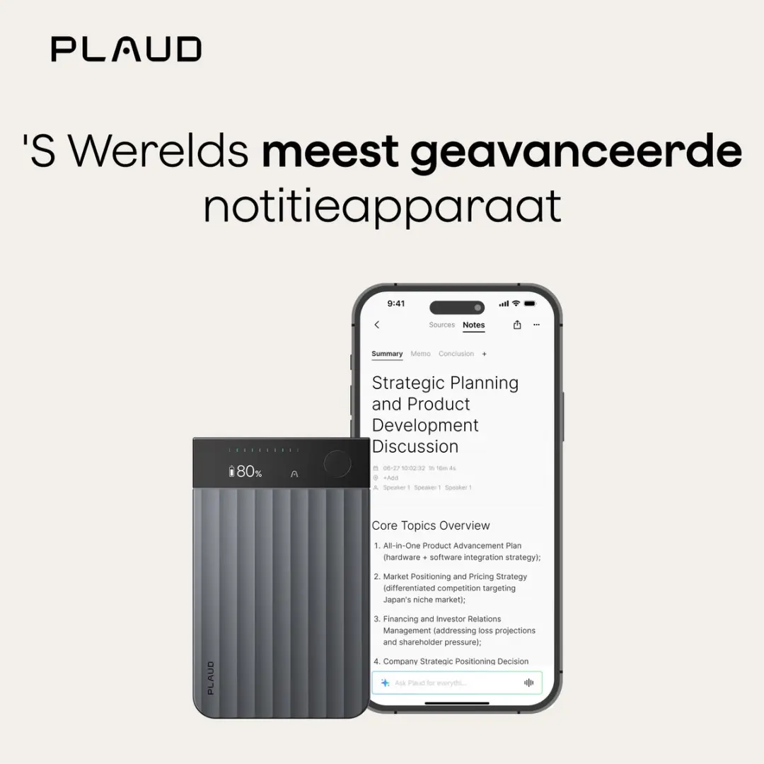 PLAUD Note Pro Black CDTBK1GXXXXX01 AI Voice Recorder - 64GB - MagSafe Hoes Zwart