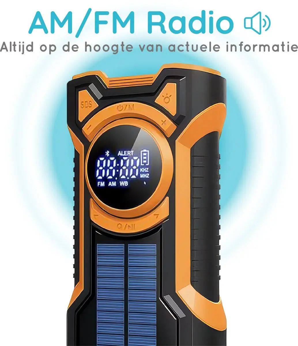 Just in Case Noodradio Solar Powerbank 5000mAh - Zwart/Oranje