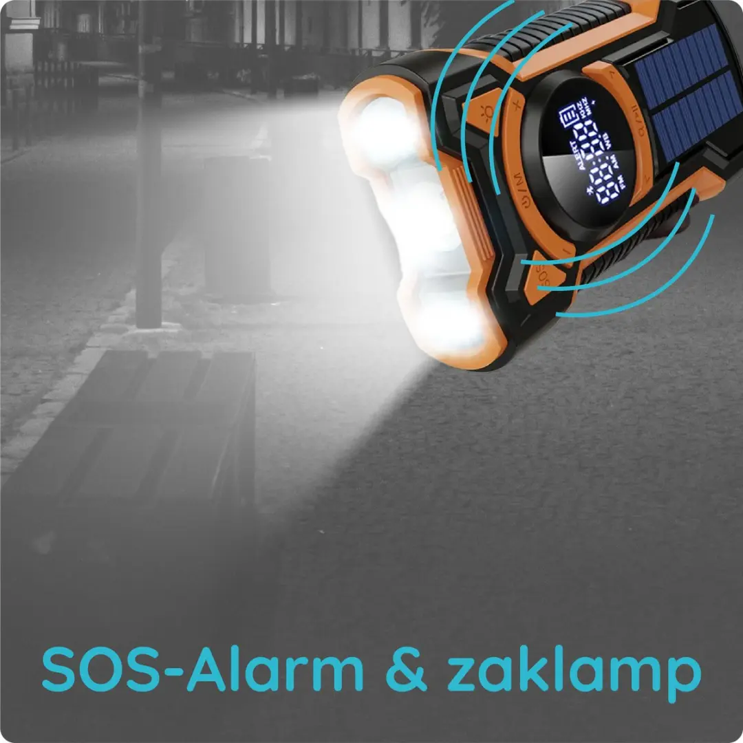 Just in Case Noodradio Solar Powerbank 5000mAh - Zwart/Oranje