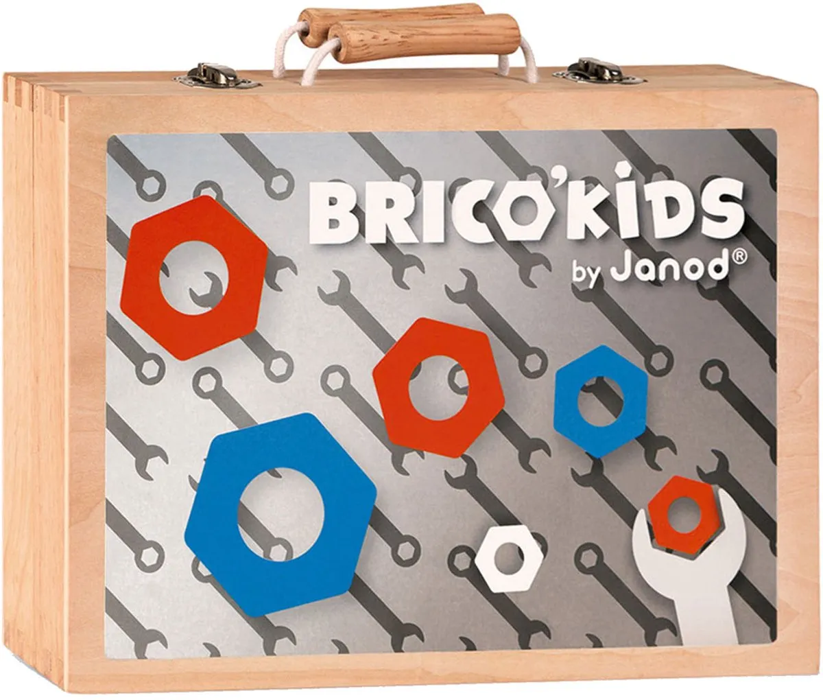 Janod Brico'kids Houten Gereedschapskist - 9 Stuks Multicolor