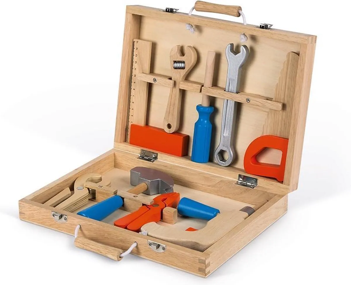 Janod Brico'kids Houten Gereedschapskist - 9 Stuks Multicolor