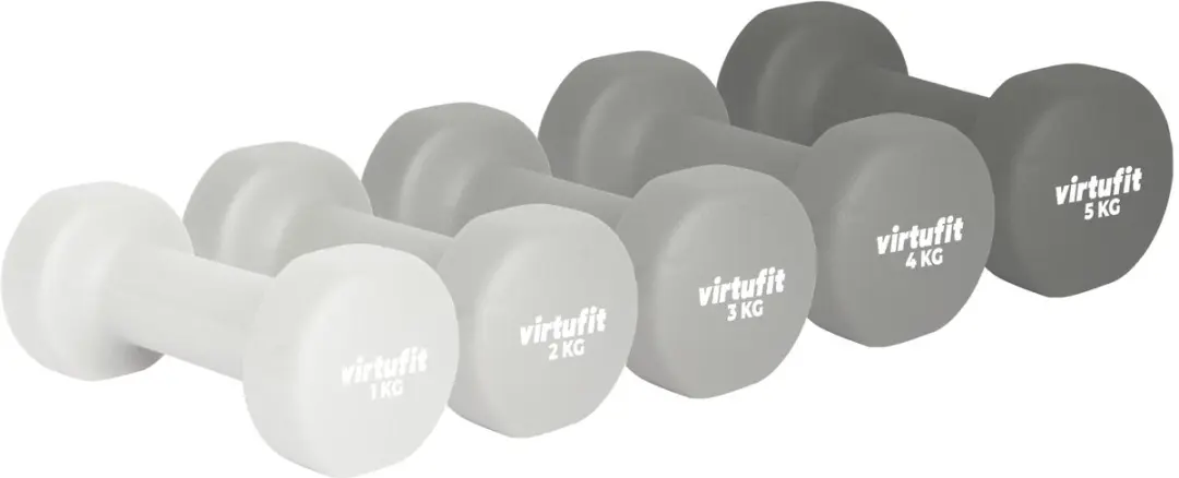 Virtufit Vinyl Dumbbell Pro Set 2x1kg - Lichtgrijs