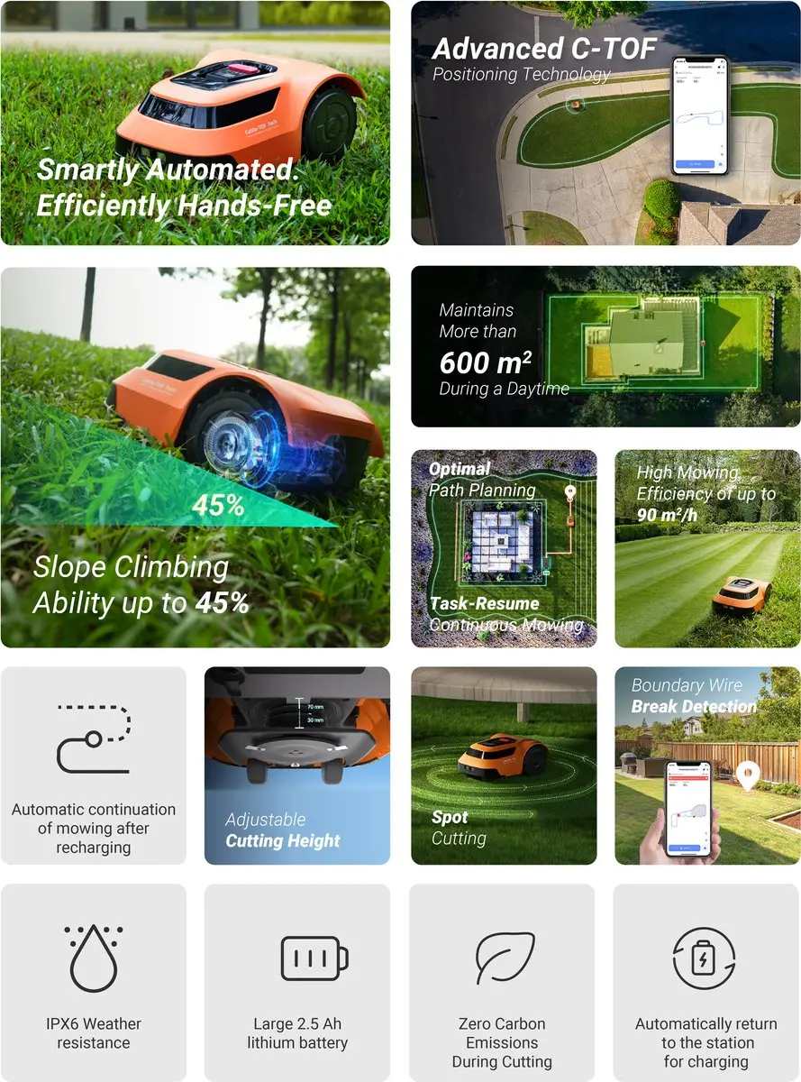 EZVIZ RM600 Robotmaaier 600m² - App-bestuurbaar - Weersbestendig - afbeelding 6 van 6