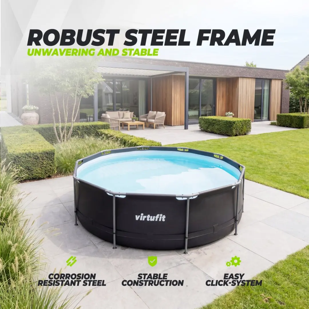 Virtufit VF13100 Rond Zwembad - Ø366cm x 100cm - 9470L - Grijs