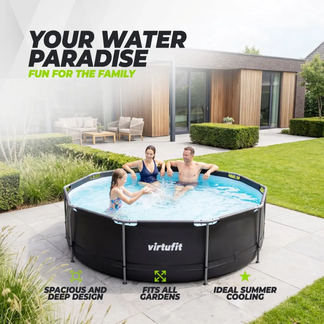 Virtufit VF13100 Rond Zwembad - Ø366cm x 100cm - 9470L - Grijs