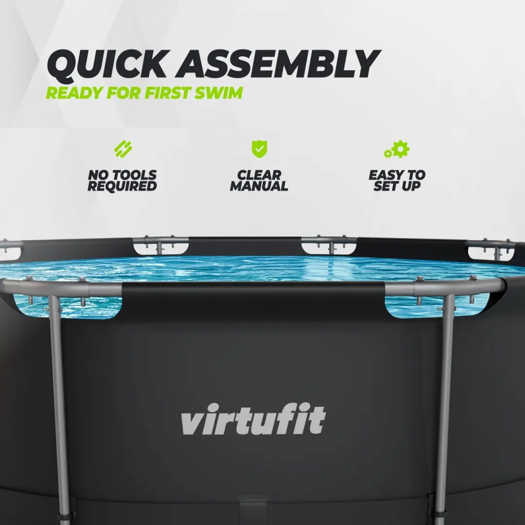 Virtufit VF13100 Rond Zwembad - Ø366cm x 100cm - 9470L - Grijs
