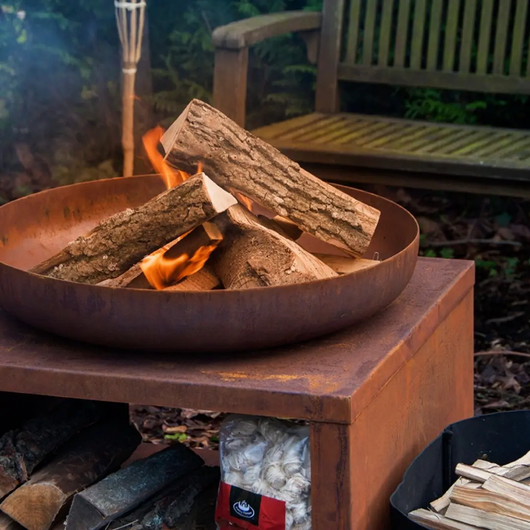 Esschert Vuurschaal met Houtopslag 80cm - Roest