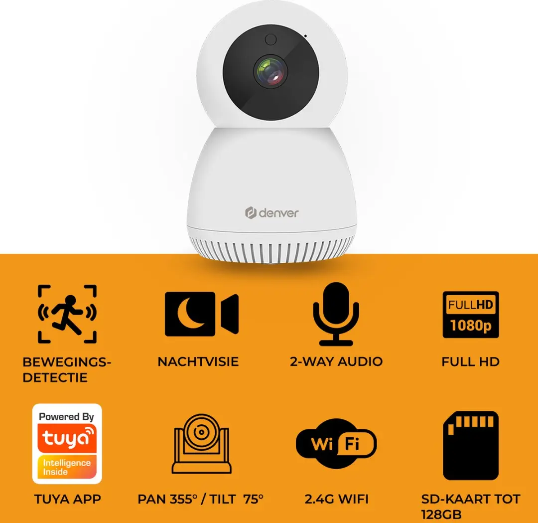 Denver IIC215MK2 Beveiligingscamera - Full HD 1080P - Wit