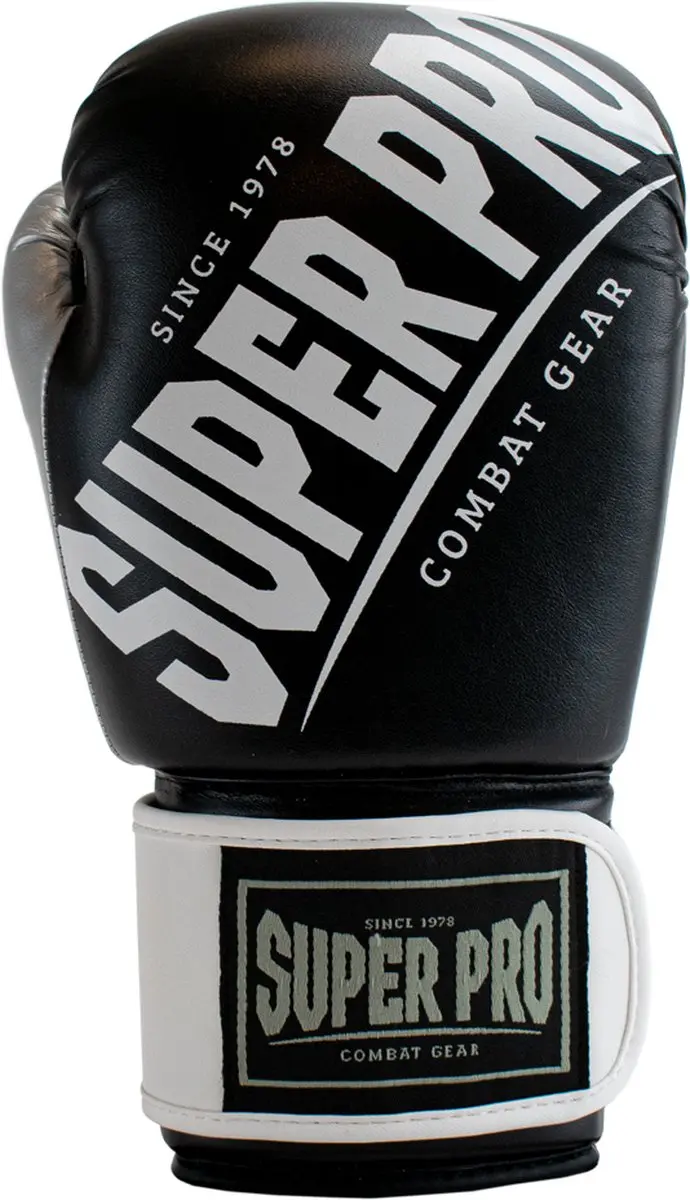 Super Pro Combat Gear Rebel Bokshandschoenen 12oz - Zwart/Grijs/Wit