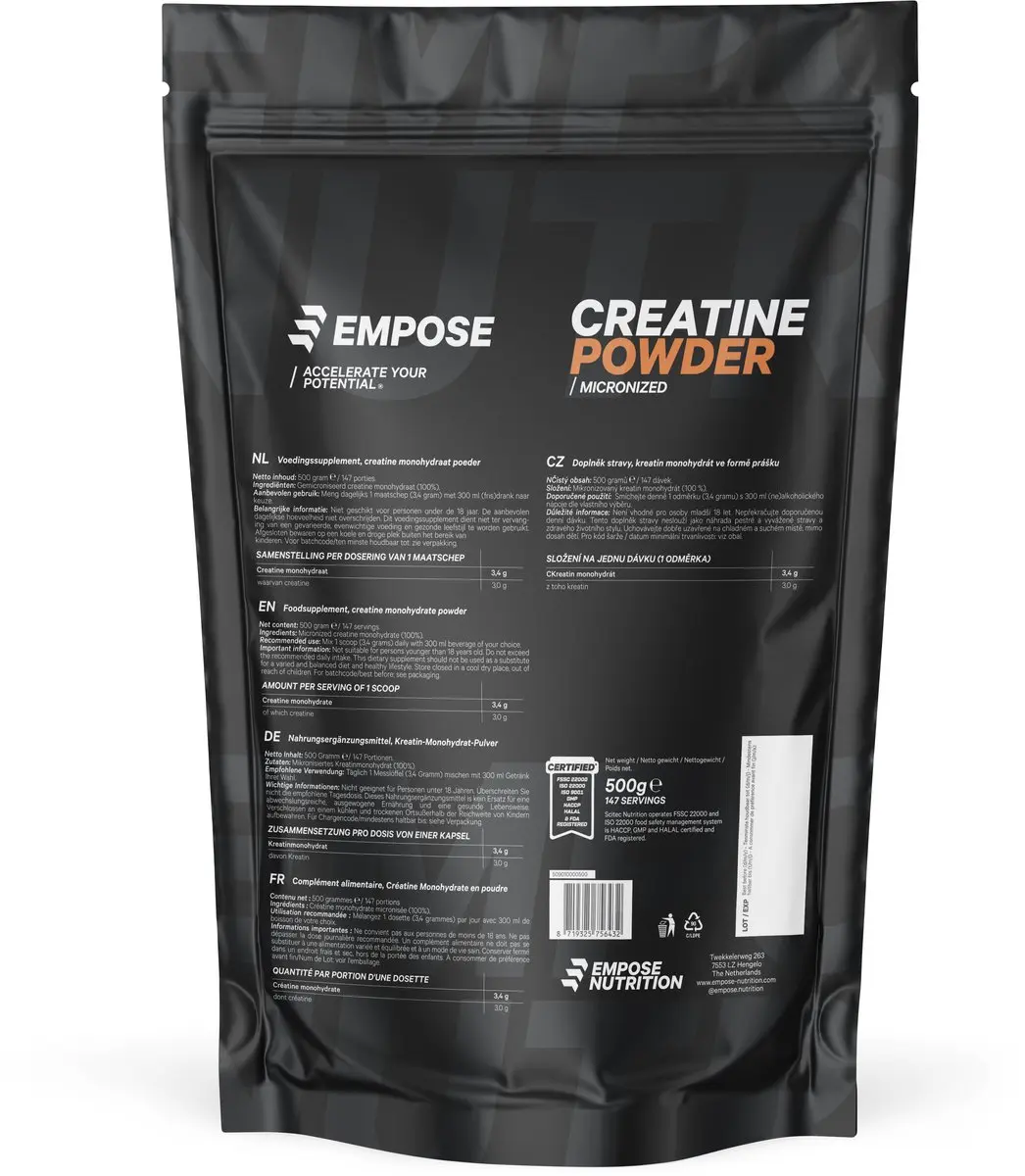 Empose Nutrition Creatine Monohydraat 500g - 147 Porties
