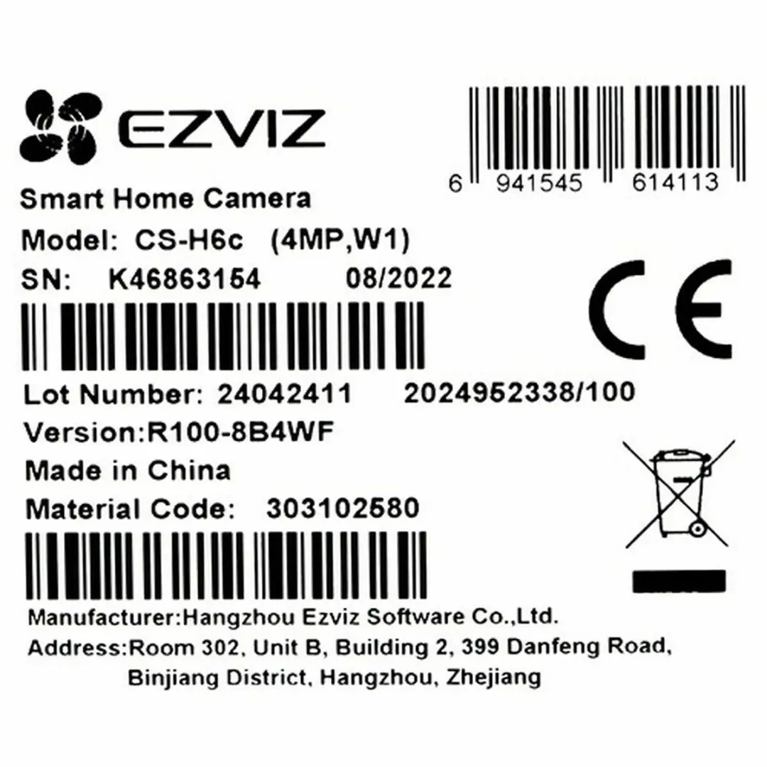EZVIZ H6C 4MP Binnencamera - 360° PTZ - Wit - afbeelding 6 van 6