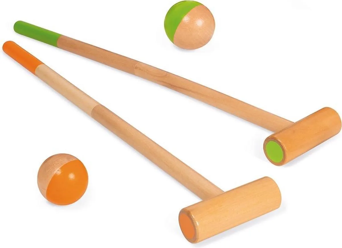 Janod Croquet Bosdieren - 6 Poortjes 2 Hamers 2 Ballen