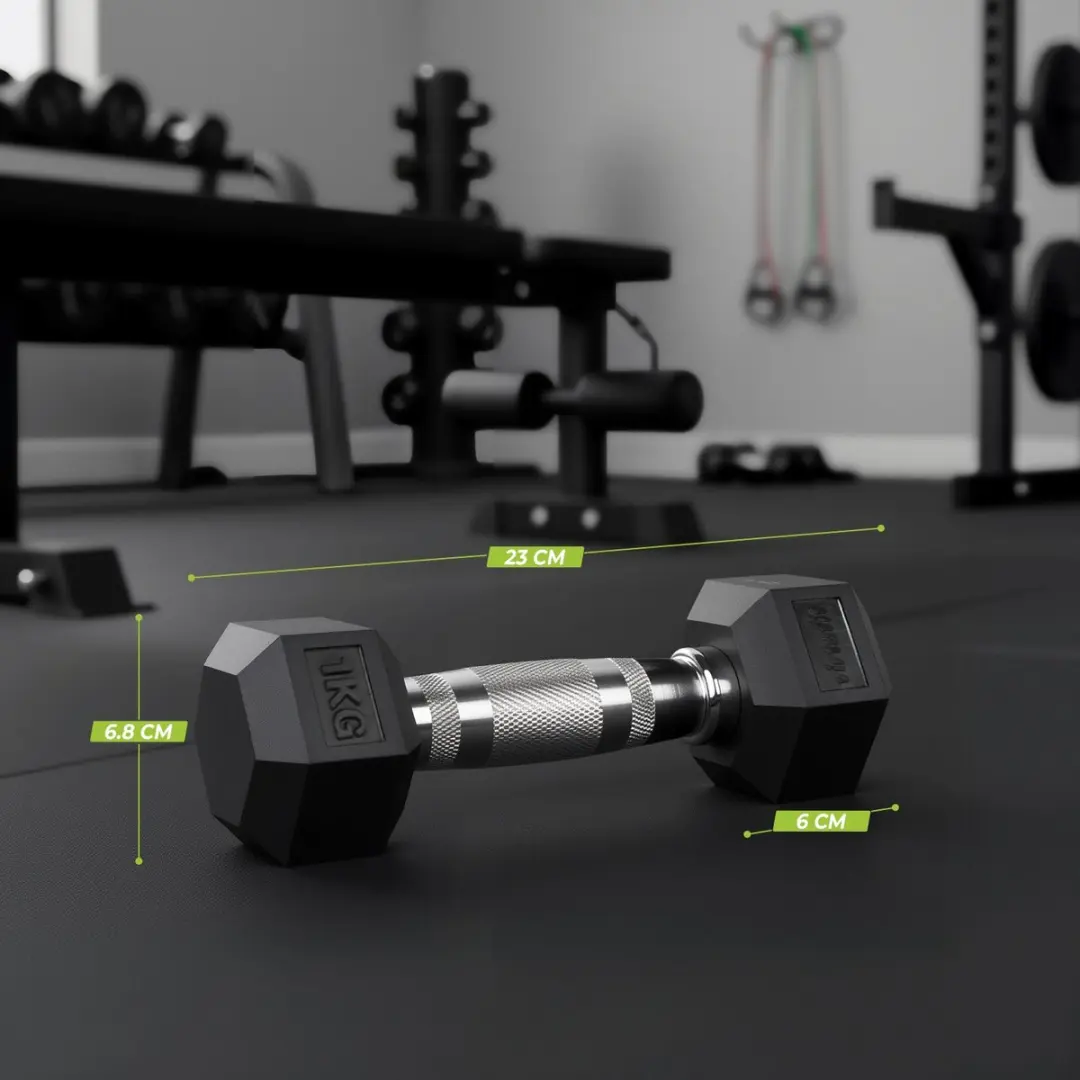 VirtuFit Hexa Dumbbell Pro 1kg - Zilver/Zwart