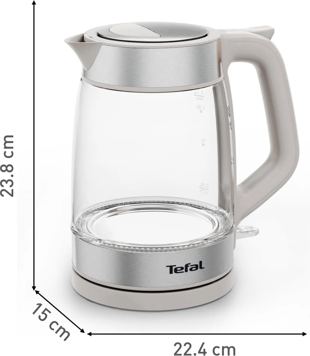 Tefal Glass KI605B Waterkoker 1.7L - 2200W - Grijs