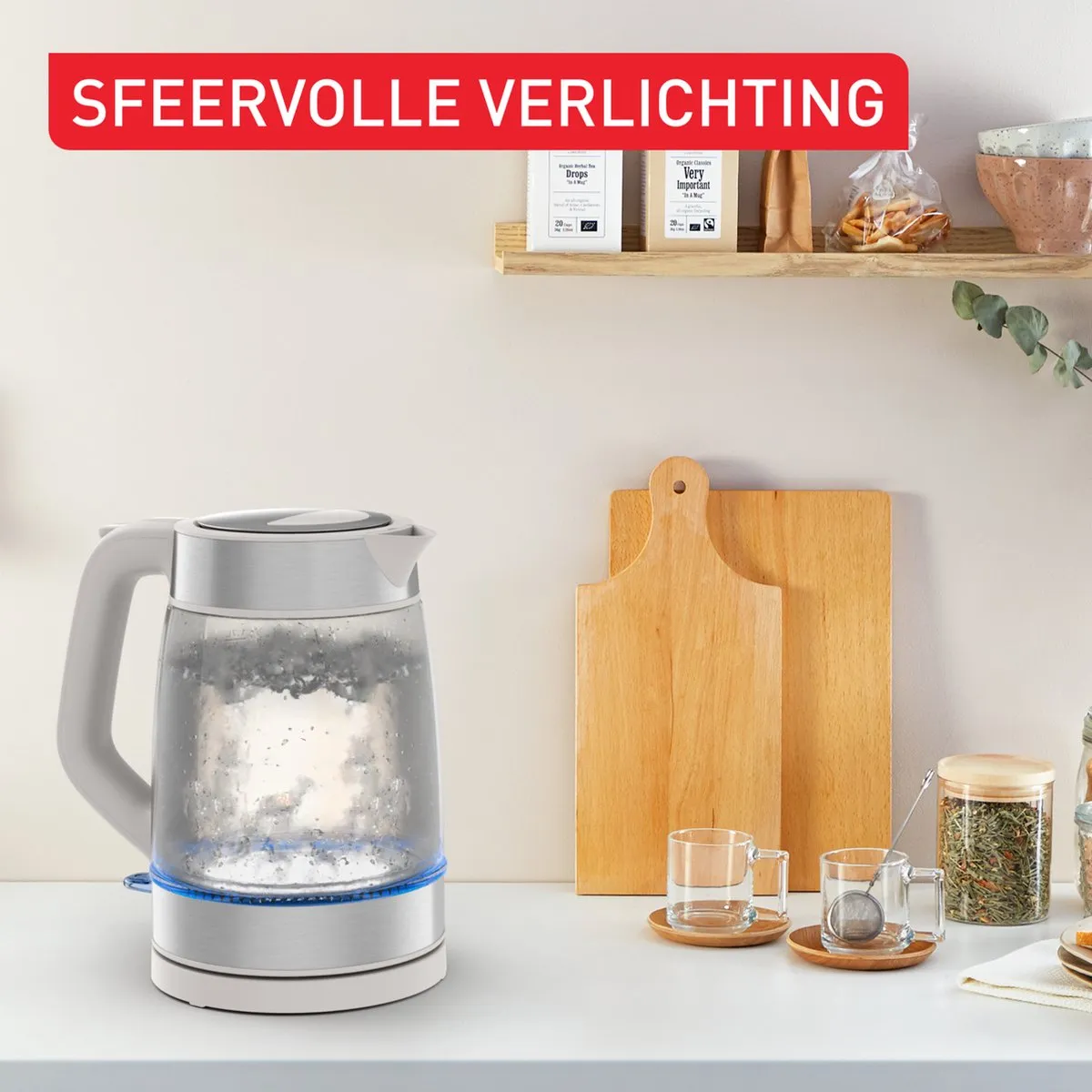 Tefal Glass KI605B Waterkoker 1.7L - 2200W - Grijs
