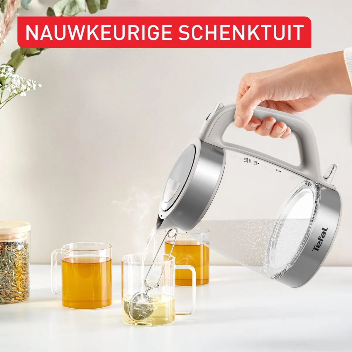 Tefal Glass KI605B Waterkoker 1.7L - 2200W - Grijs