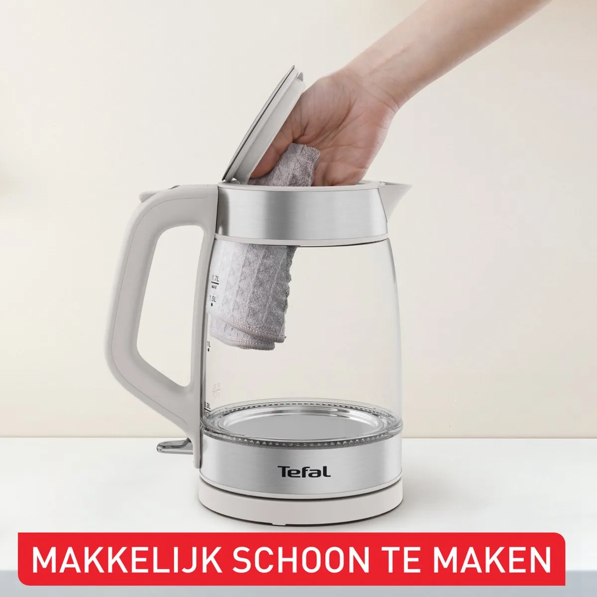 Tefal Glass KI605B Waterkoker 1.7L - 2200W - Grijs