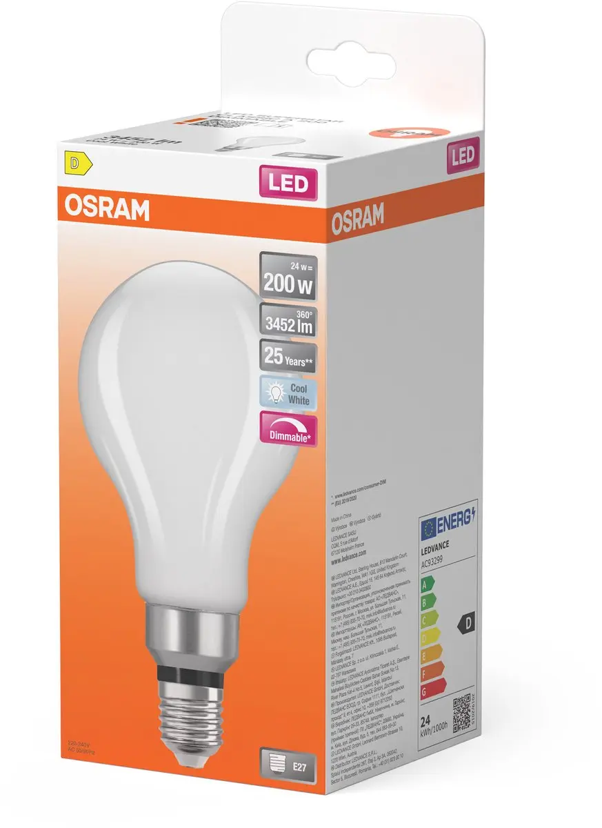 Osram LED Superstar Classic A 200 Filament DIM - 24W Mat Koelwit