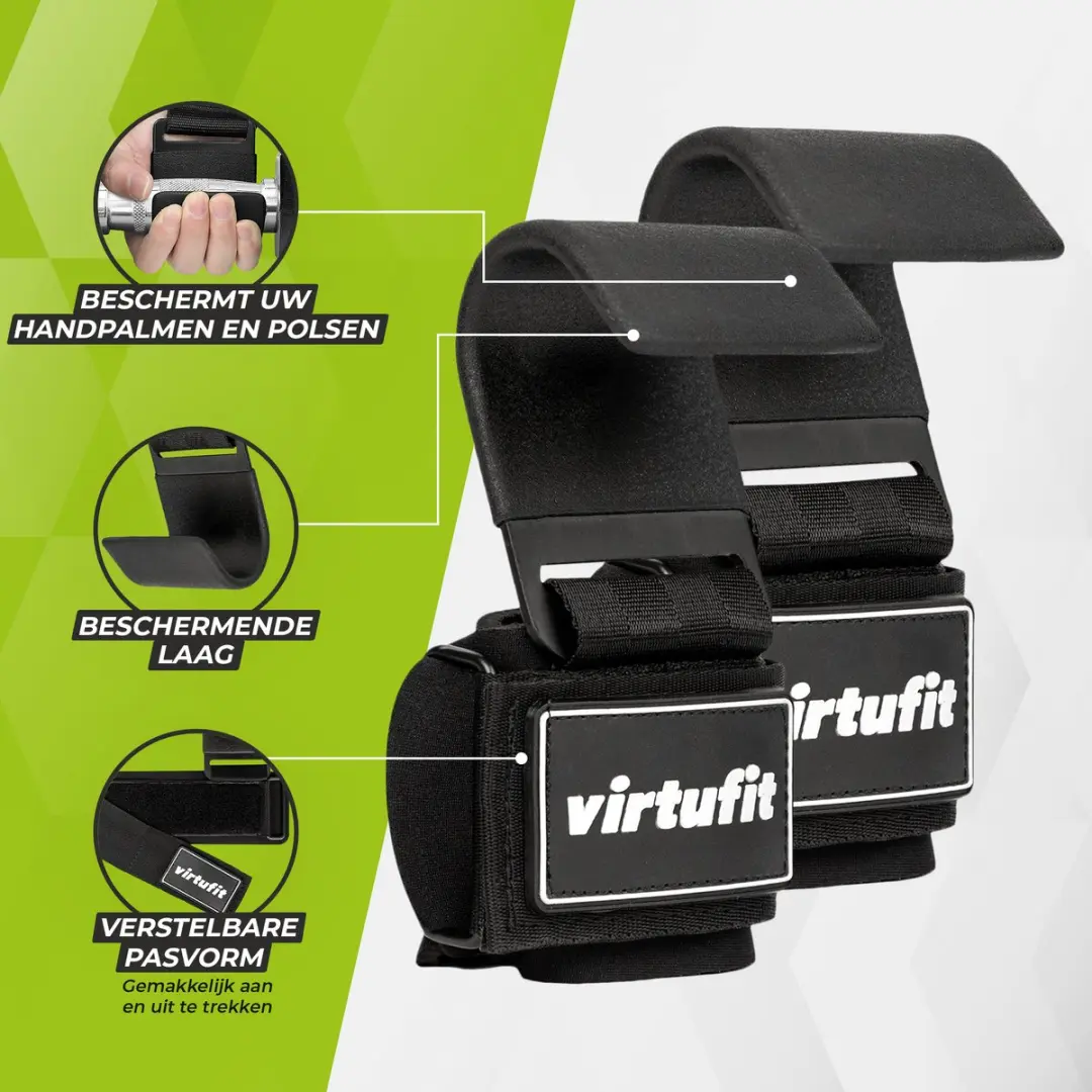 Virtufit Lifting Hooks Pro - 1 Paar - 150 kg