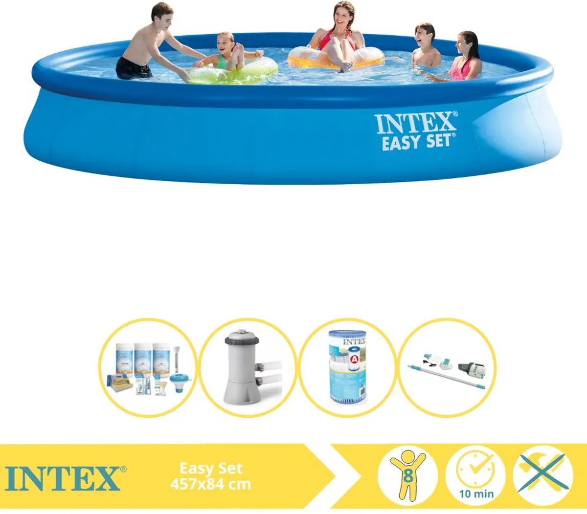Intex Easy Set 28158GN Opblaaszwembad 457x84cm - Blauw