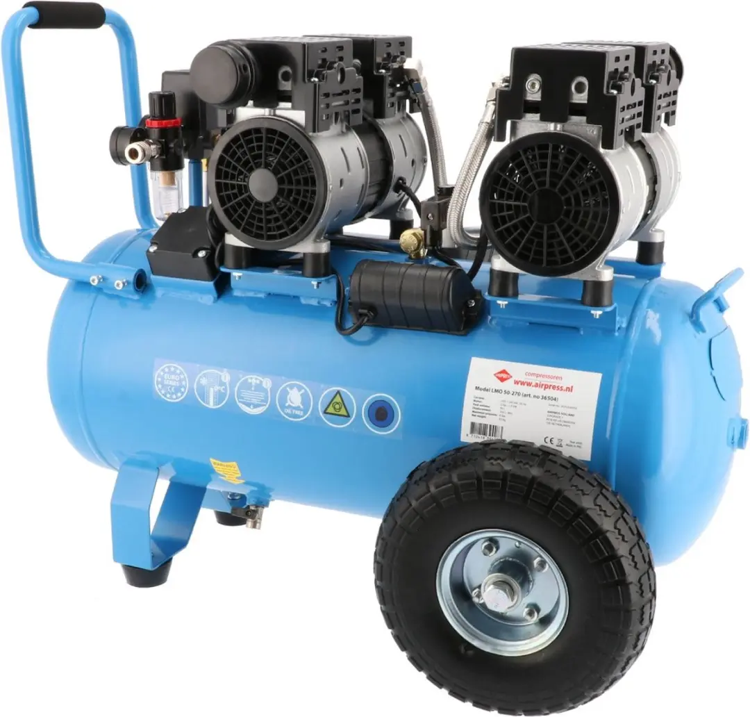Airpress LMO 50-270 Olievrije Compressor 1500W 50L - Blauw