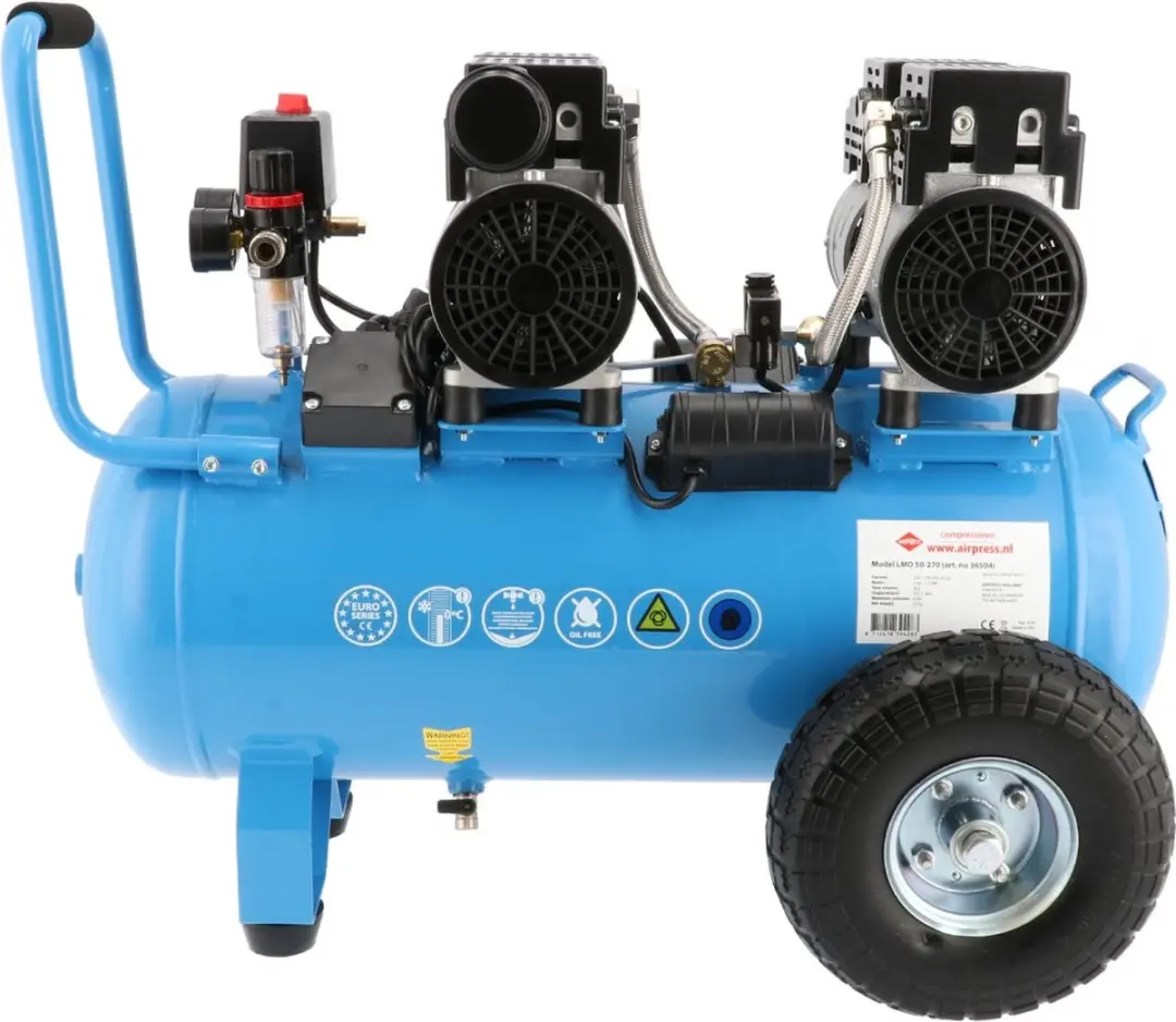 Airpress LMO 50-270 Olievrije Compressor 1500W 50L - Blauw