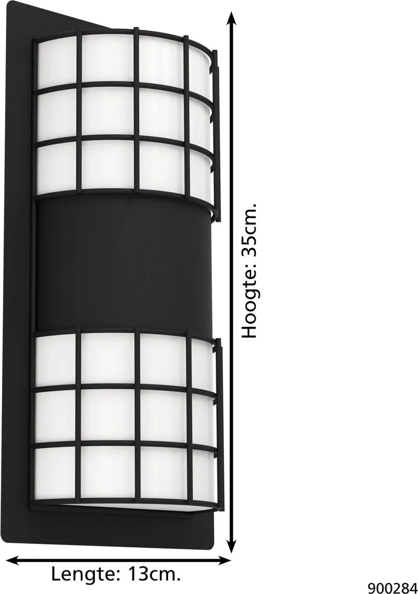 Eglo Cistierna 2 Wandlamp Buiten - Zwart/Wit - afbeelding 6 van 6