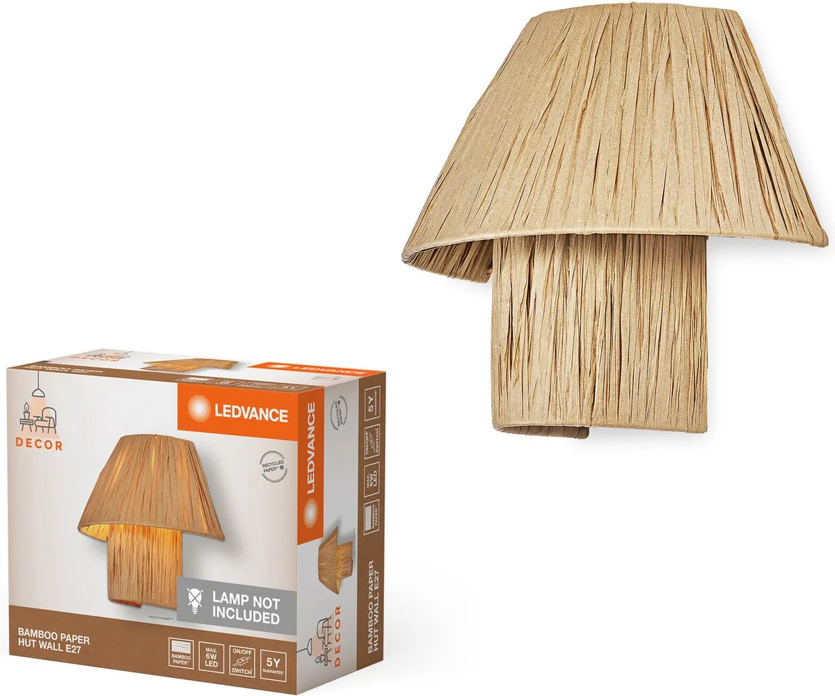 LEDVANCE Decor Bamboo Paper Hut Wandlamp E27 - Bruin - afbeelding 6 van 6
