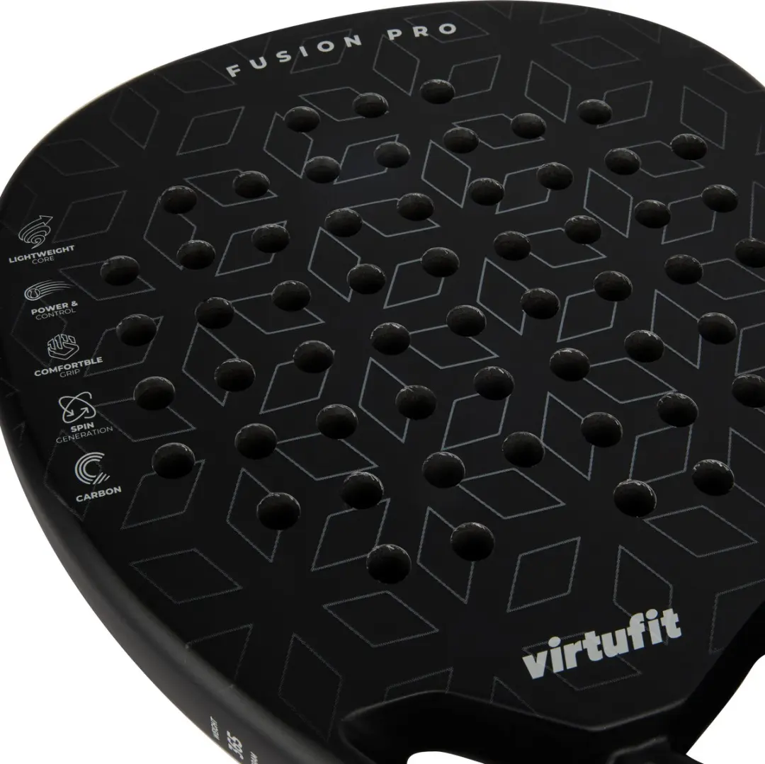 Virtufit Fusion Pro Padelracket 365g - Zwart/Zilver - 18K Carbon