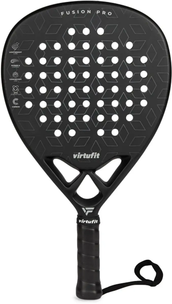 Virtufit Fusion Pro Padelracket 365g - Zwart/Zilver - 18K Carbon