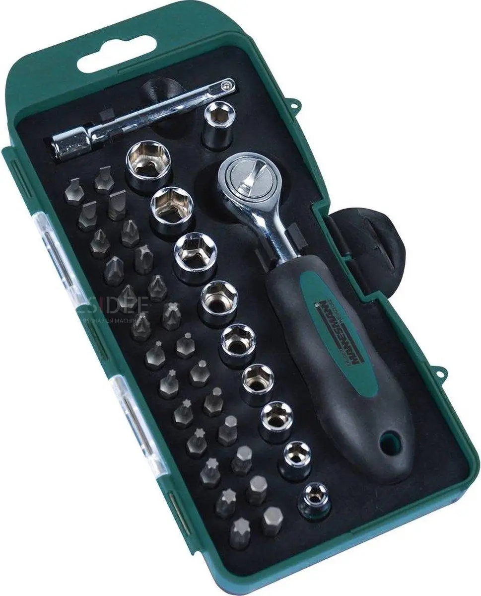 Brüder Mannesmann Dop- en Bitset 38-delig - Multitool - Groen/Zwart