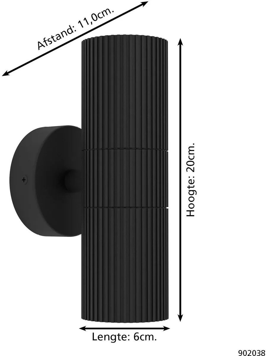 Eglo Tomelloso Wandlamp Buiten GU10 - 20cm - Zwart