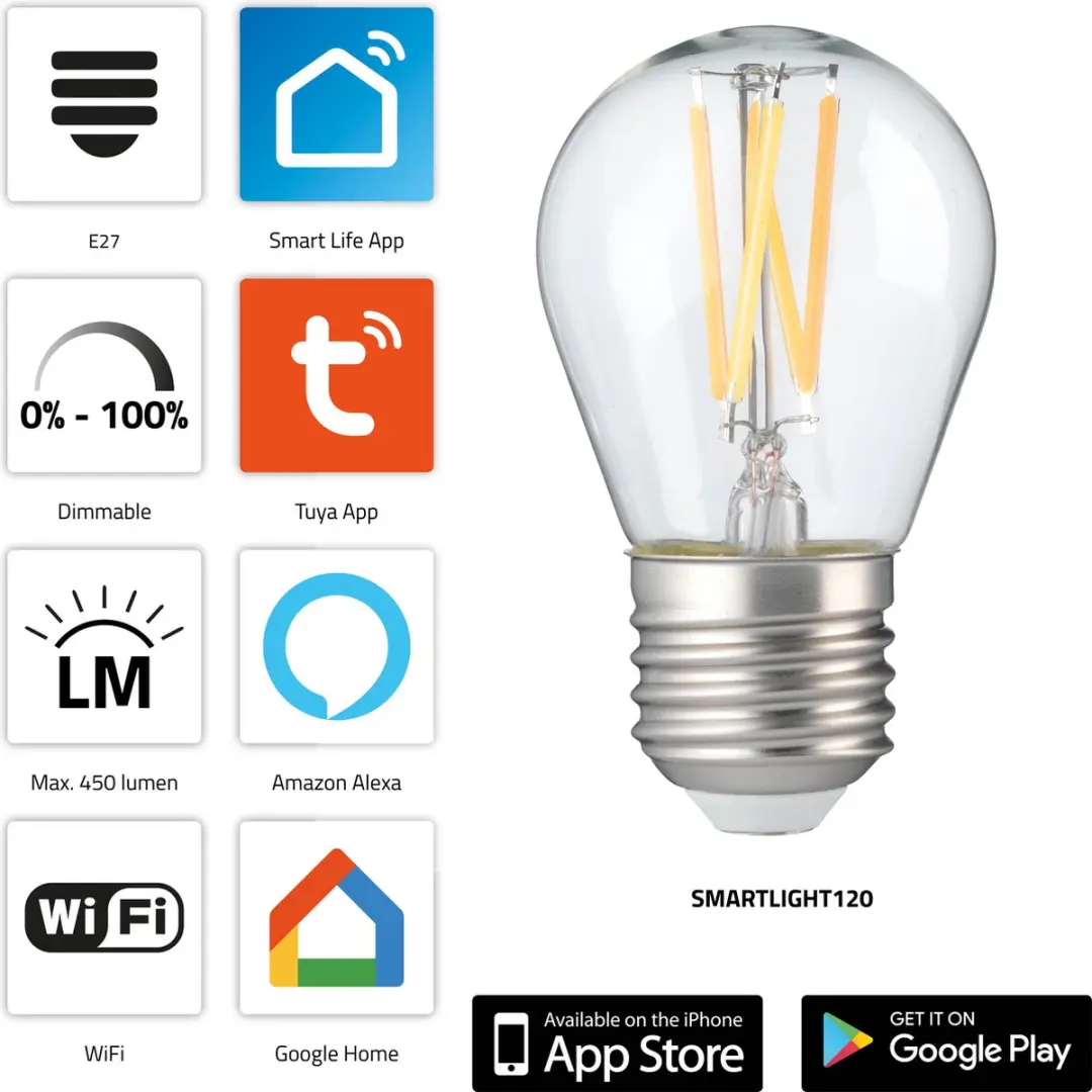 Alecto SMARTLIGHT120 Wifi LED Lamp - Warm Wit 4.5W
