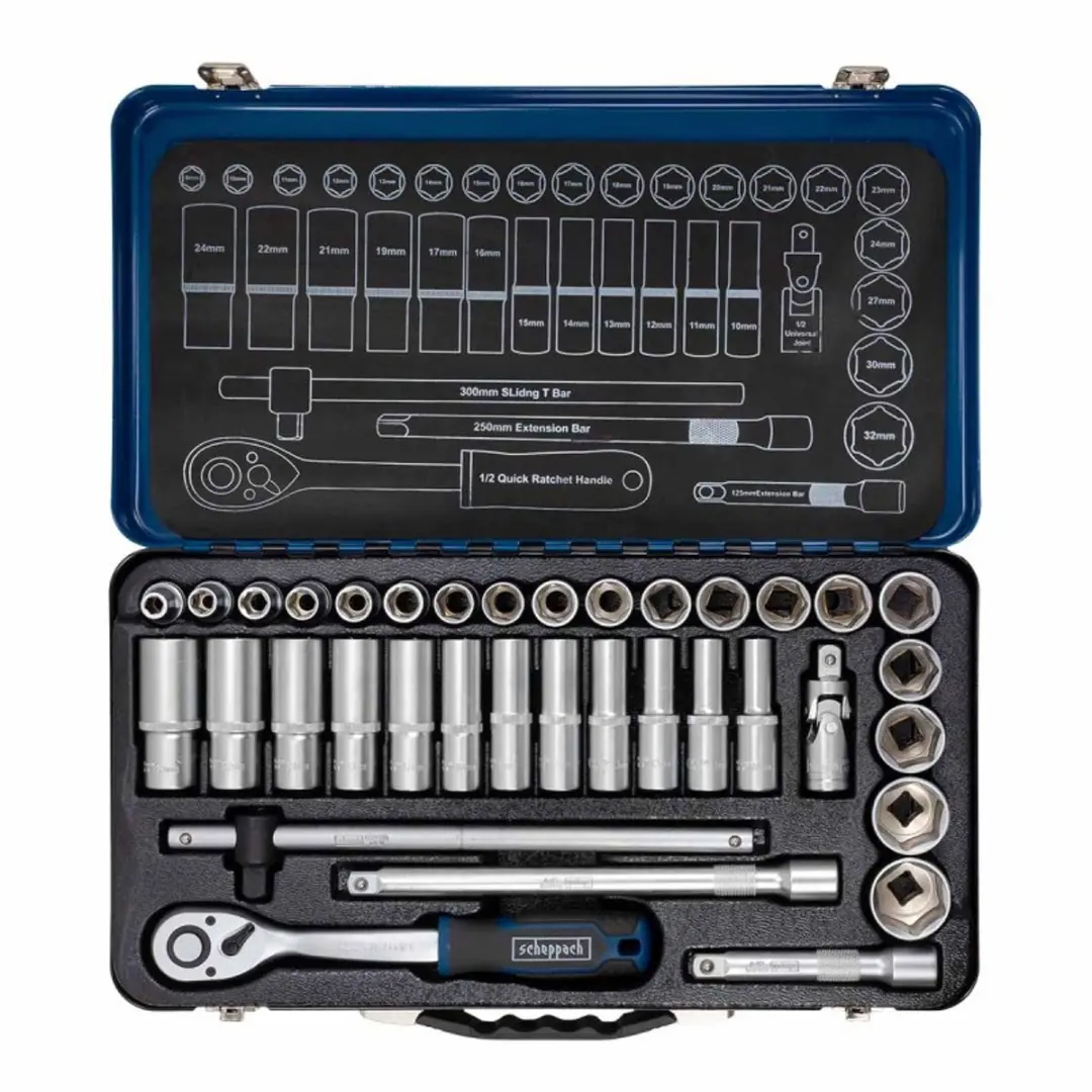 Scheppach SCH-4362M Dopsleutelset 36-delig 1/2" - 8-32mm