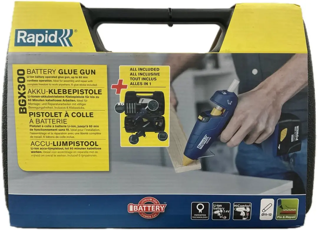 Rapid BGX300 Li-Ion Lijmpistool 30W - Blauw/Geel