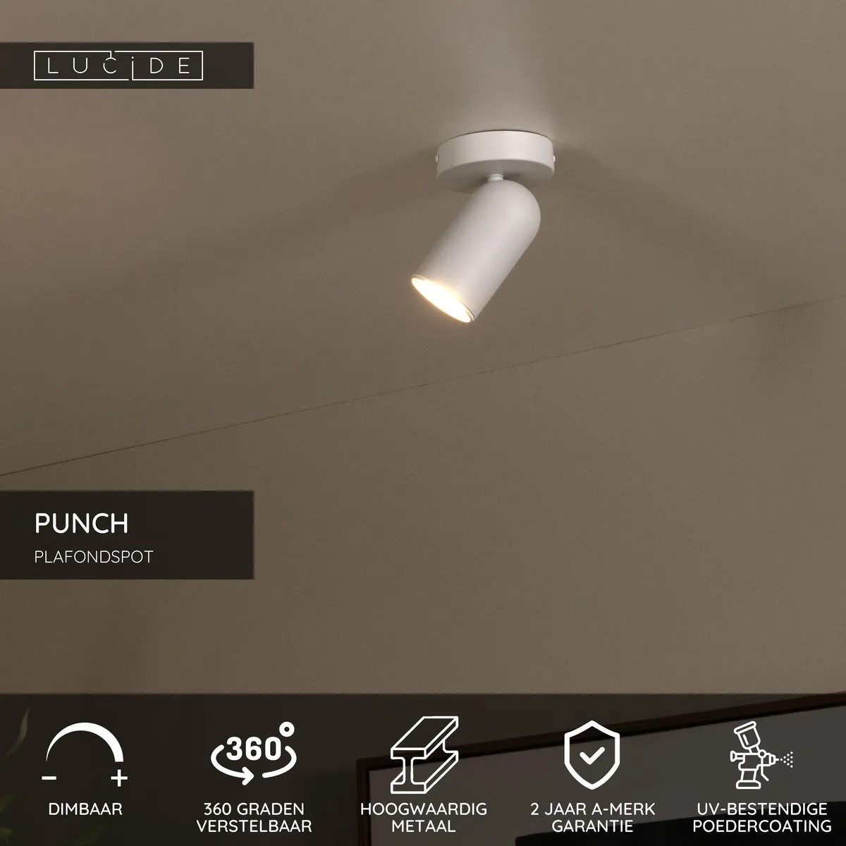 Lucide PUNCH Plafondspot GU10 - Wit