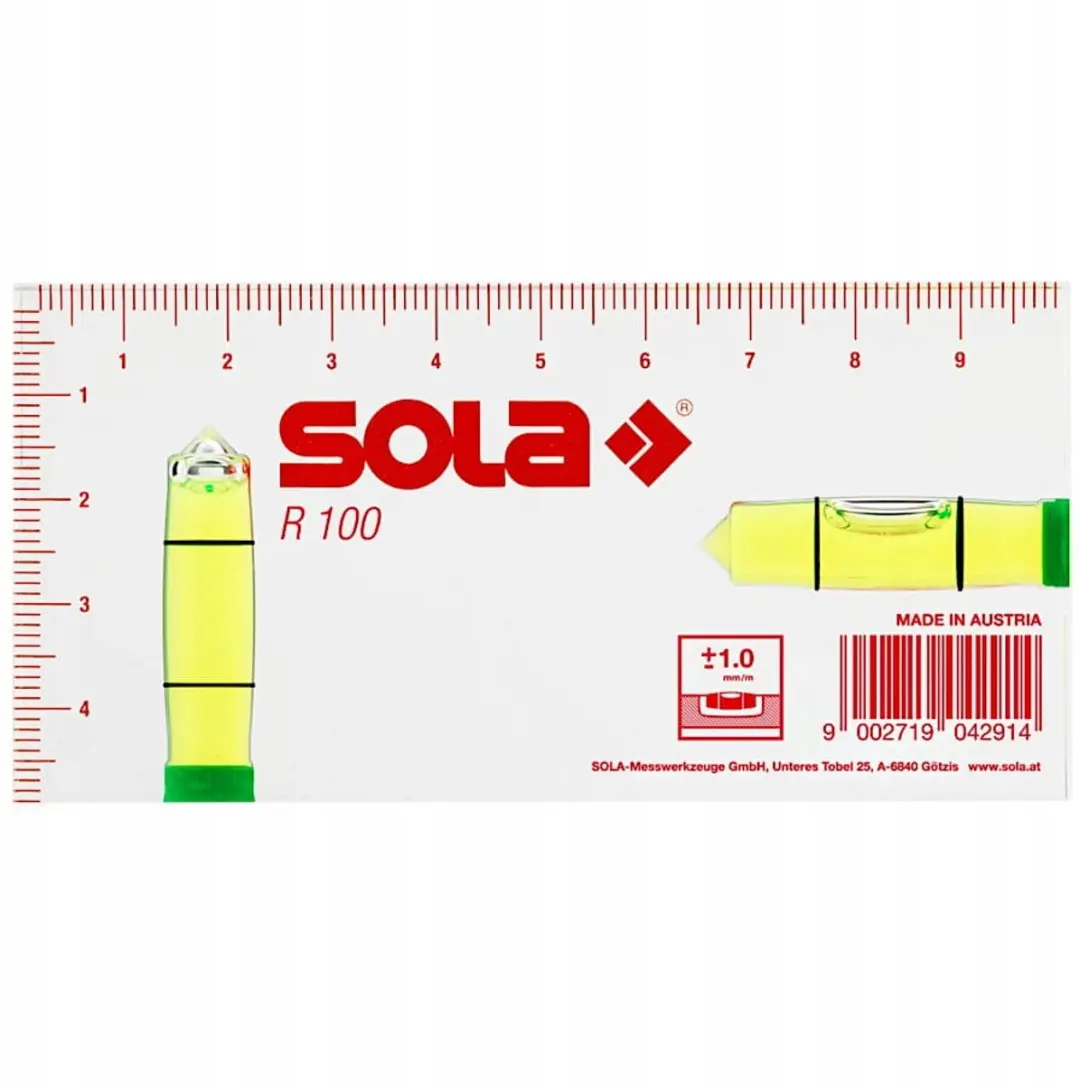 Sola R 100 Acryl Waterpass Blok 10cm - 3 Libellen