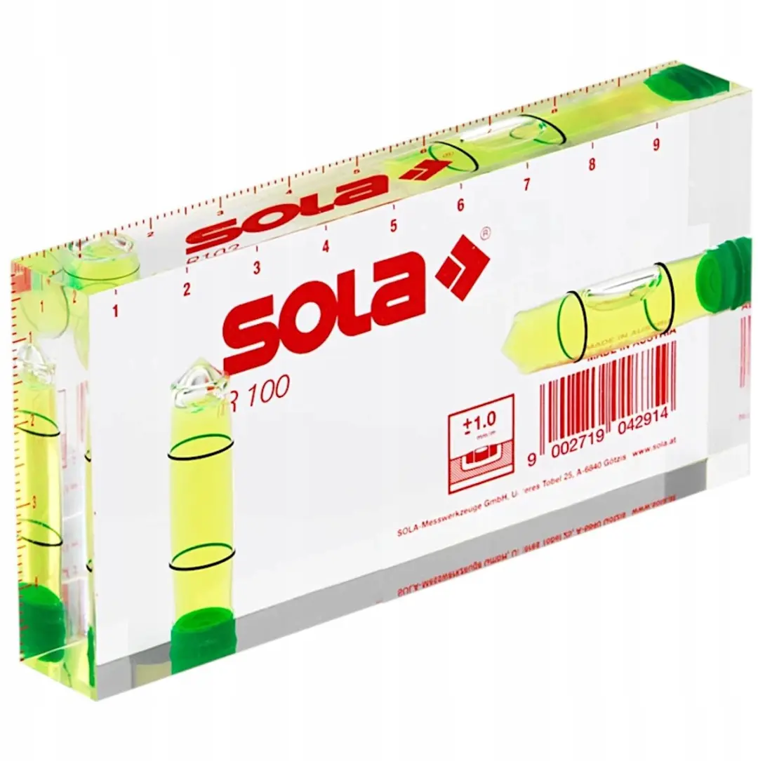 Sola R 100 Acryl Waterpass Blok 10cm - 3 Libellen