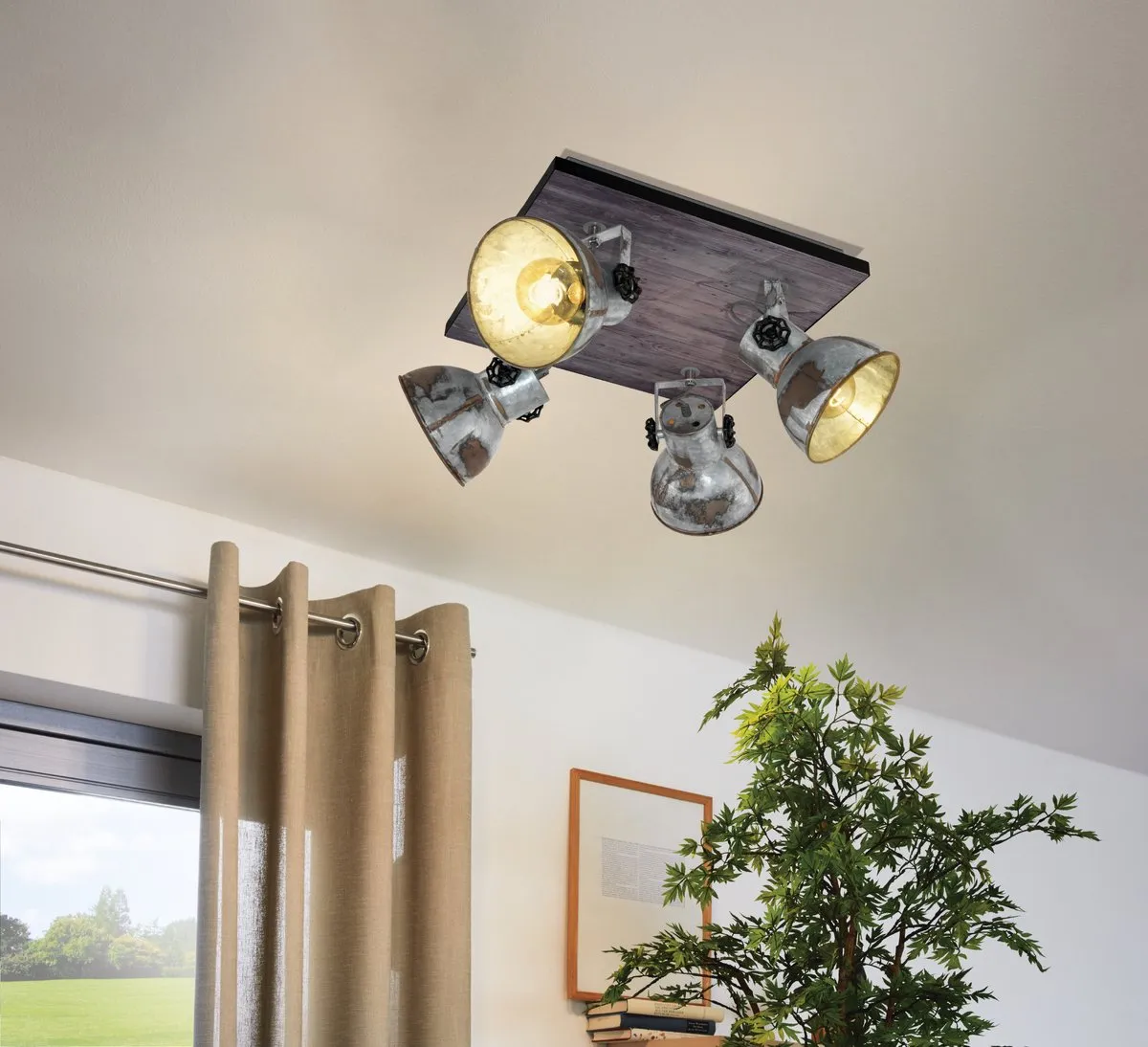 Eglo Barnstaple Wandlamp 4x E27 - Bruin/Zwart/Oud-zink